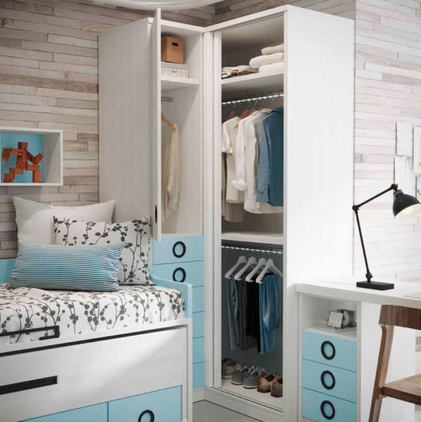 detalle armario habitacion juvenil original con cama nido Yaboni new Avant 04 Muebles Trimobel