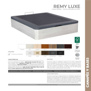 Canape de madera y tapa 3D Remy Luxe Korflex Muebles Trimobel Caracteristicas tecnicas
