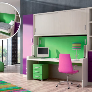 Habitación Juvenil con Cama abatible horizontal y escritorio integrado Modelo Comp-28 Livemar Muebles Trimobel Getafe Madrid