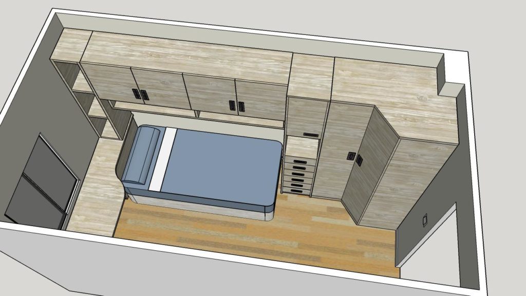 Diseño 3D de Habitacion Juvenil con puente y armario a medida Muebles Trimobel Getafe