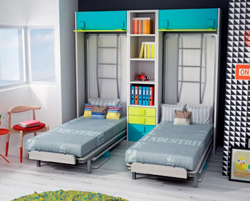 Habitación Juvenil con doble litera abatible Composición 13 Livemar - Muebles Trimobel Getafe Madrid