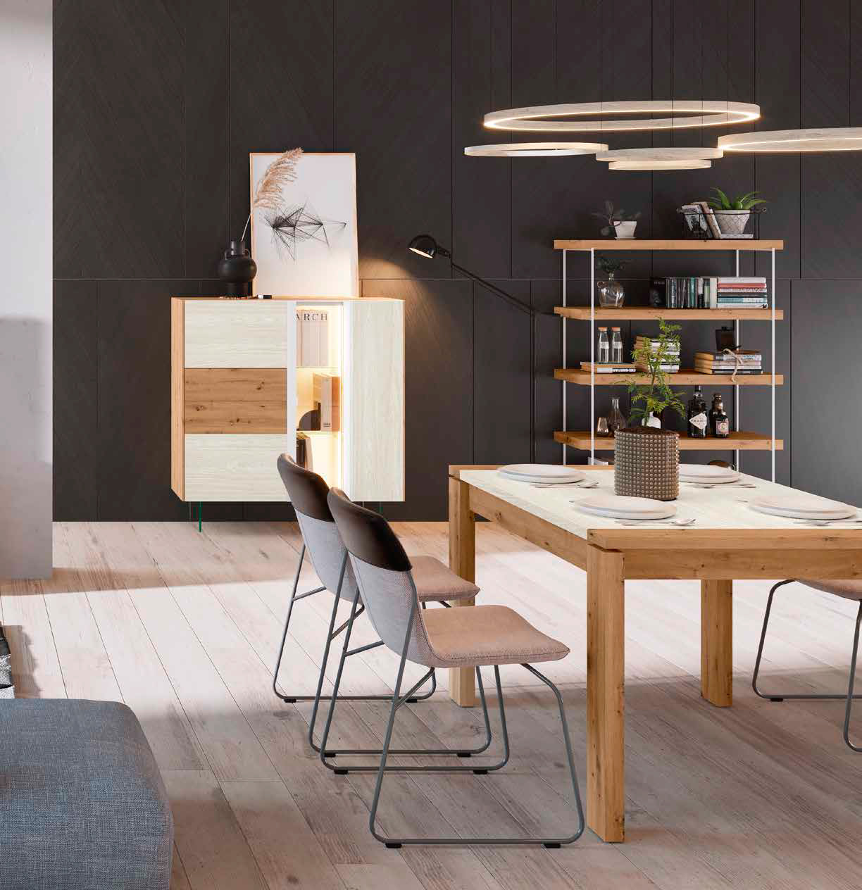 Mueble de salón moderno Fresh nº36 acabado madera y blanco - Muebles Trimobel Getafe