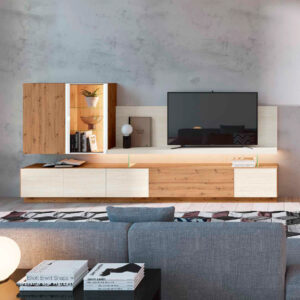 Mueble de salón moderno Fresh nº36 acabado madera y blanco - Muebles Trimobel Getafe