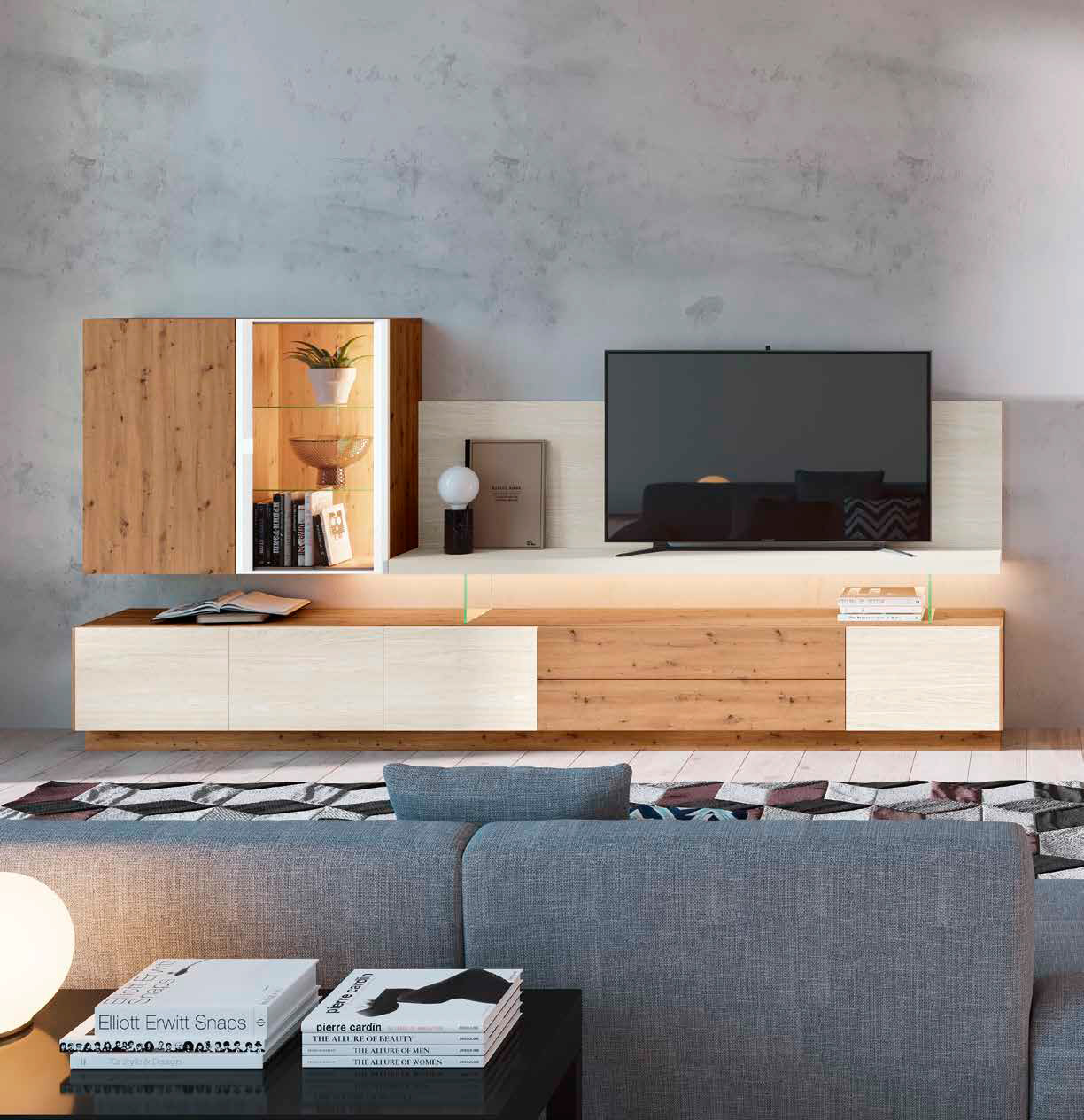 Mueble-de-Salon-moderno-Fresh-36-Canoil-Getafe-Muebles-Trimobel Mueble de salón moderno Fresh nº36 acabado madera y blanco - Muebles Trimobel Getafe